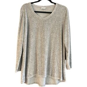 Pure Jill Grey Pima Cotton Long Sleeve Knit Top Women’s Large